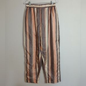 Bunon 100% Silk Striped Pants Size Large